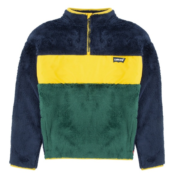 Levi's Other - Levis Boys XS 4-5 Colorblocked Sherpa Half Zip Pullover Sweatshirt Blue Yellow